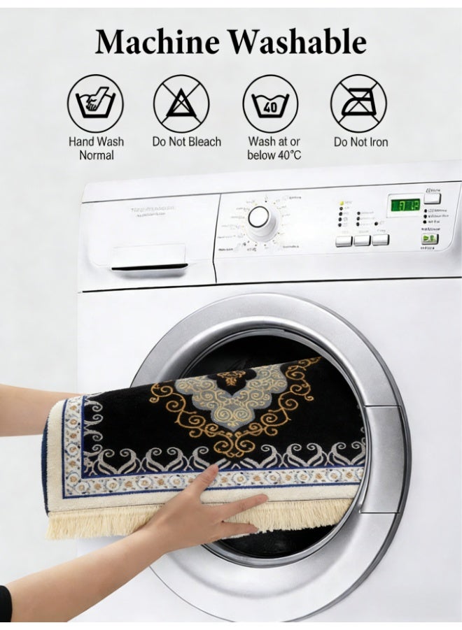 سجادة صلاة كبيرة محمولة، 70×120 سم، سميكة بقاعدة مانعة للانزلاق، قابلة للطي، سجادة صلاة إسلامية متعددة الألوان، سجادة صلاة مزينة بشرابات، سجادات صلاة لرمضان والعيد (L2524) - Image 5